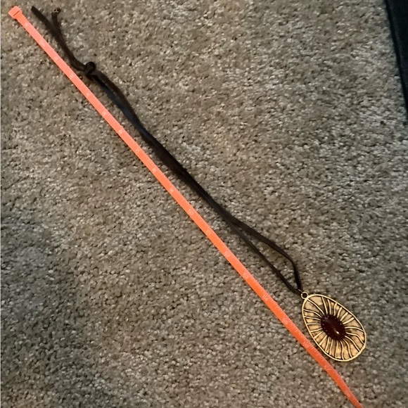Like New Lucky Brand Gold w/ Rust Stone Set: Necklace, Earrings & Bracelet - Picture 6 of 8